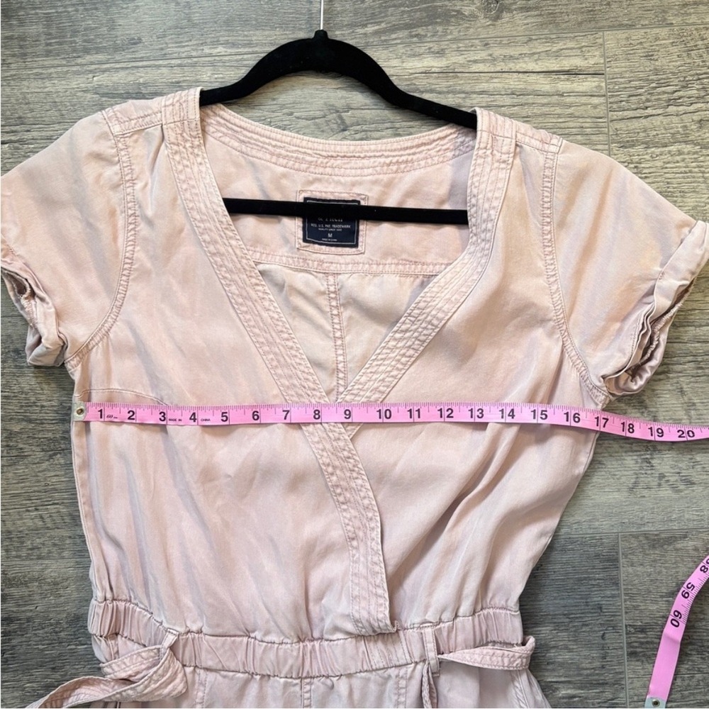 Abercrombie & Fitch Womens Jumpsuit Pink V-Neck Short Sleeve Belted Casual - Picture 5 of 10